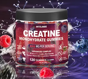 Sugar Free Creatine Monohydrate Gummies with L-Taurine for Men and Women Vegan Chewable Workout Supplement for Enhanced Muscle Growth Strength Energy Boost and Post Workout Recovery Raspberry Blueberry Flavor 120 Count