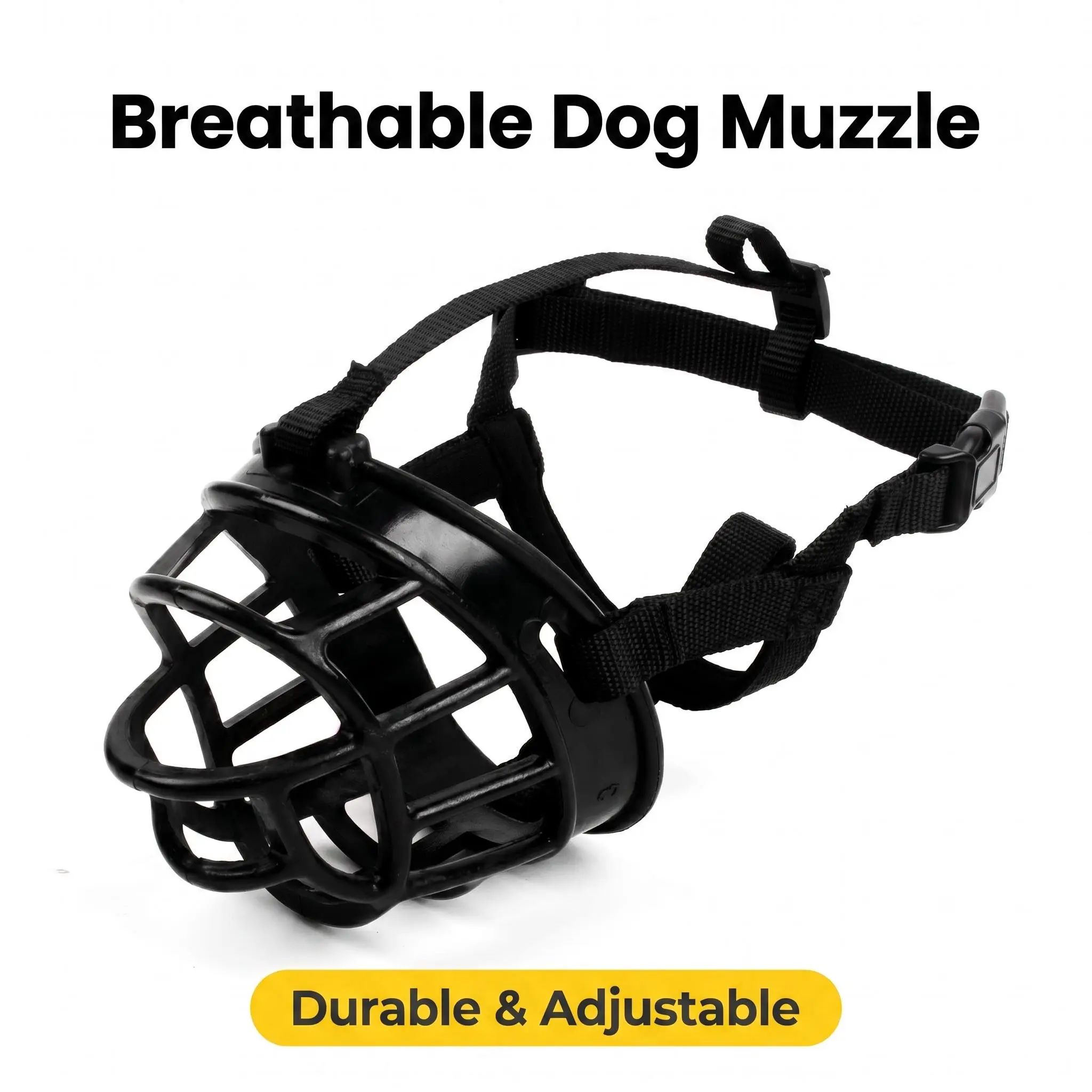 Dog Muzzle No.2 - Adjustable, Breathable, Chewproof Plastic-Silicone Mouth Cover for Bite Control, Training - Small, Med, Large Dogs