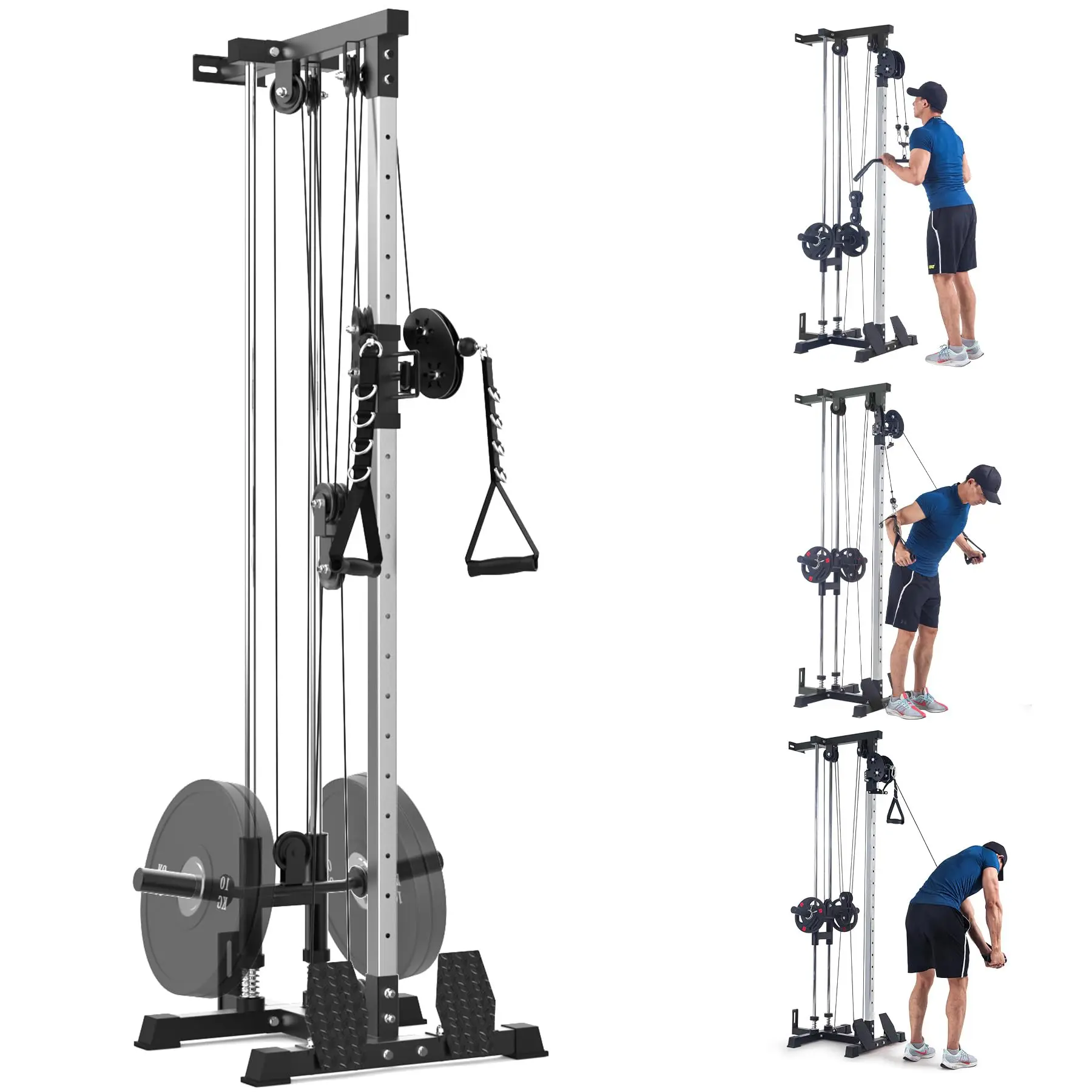 Garvee Wall-Mounted LAT Pulley and Cable Traction Machine, Double Pulley System, 20 Height Adjustments, 400 lbs Capacity, Full-Body Home Gym Trainer, Space-Saving Design