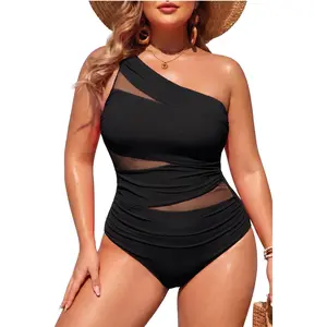 Aqua Eve Plus Size One Piece Swimsuit for Women Tummy Control Bathing Suits One Shoulder Swimwear  SwimWeek  summervibes