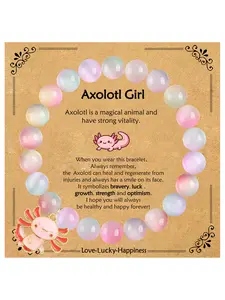 Christmas Gift Axolotl Beaded Bracelets for Women, Durable Elastic Design, Beaded Charm Bracelet with Lovely Card, Perfect for Birthdays & Holidays