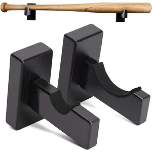 2 count Baseball Bat Display Case, Baseball Bat Hanger Holder, Wall Mount Baseball Bat Horizontal Rack, Baseball Bat Bracket - Black