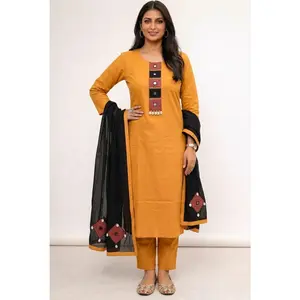 Kachh Gamathi Mustard Cotton Kurta Set