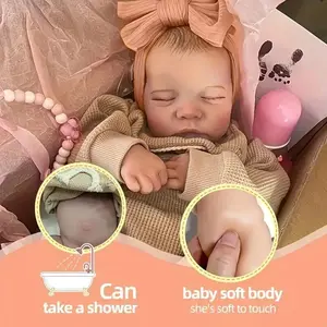 19inch Soft Lifelike Reborn Girl Doll Full Vinyl Body Hand Painted Details Includes 1 Outfit Bracelet and More Perfect for Bath Time Playtime Collectors Soothing Sleep Companion Rebornbabydoll Cute Doll Collectible Sleeping Doll Soft Cuddly Gift