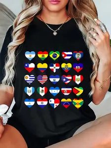 100% Cotton Unisex All Latin American Flags Countries Hispanic Latino Pride T-Shirt
