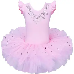 Girls Ballet Leotard with Skirted Hem Dance Dress Party Performance Outfit for Toddler Kids