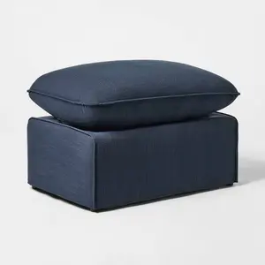 Padded Slipcover Ottoman Blue - Threshold designed with Studio McGee Padded Slipcover Ottoman Blue - Threshold designed with Studio McGee