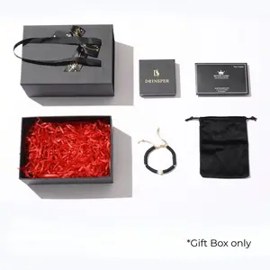 DRINSPER Exquisite Jewelry Gift Box, Dark Golden Stamping Gothic Black Gift Box Set, Anniversary Birthday Gift Package