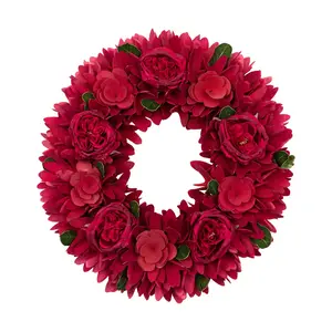 Northlight Rose Floral Wooden Spring Wreath