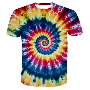 Unisex Vibrant Spiral Tie-Dye T-Shirt, Rainbow Colorful Hippie Style Tee for Summer Festivals, Casual Daily Wear, Music Concerts & Beach Outings