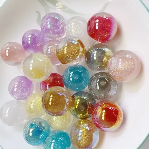 【B005】Lustrous Smooth Colorful Cat Eye Round Resin Loose Spacer Fancy Beads for Jewelry Making Supplies, Beading Supplies, DIY Mix Beads, DIY Jewelry Decoration