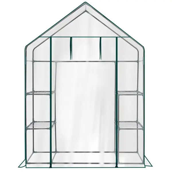 Mini Walk-in Greenhouse With PVC Cover, 4-Shelf Indoor Outdoor Plant Gardening Green House For Garden Backyard, 56inch X 29inch X 77inch, Transparent