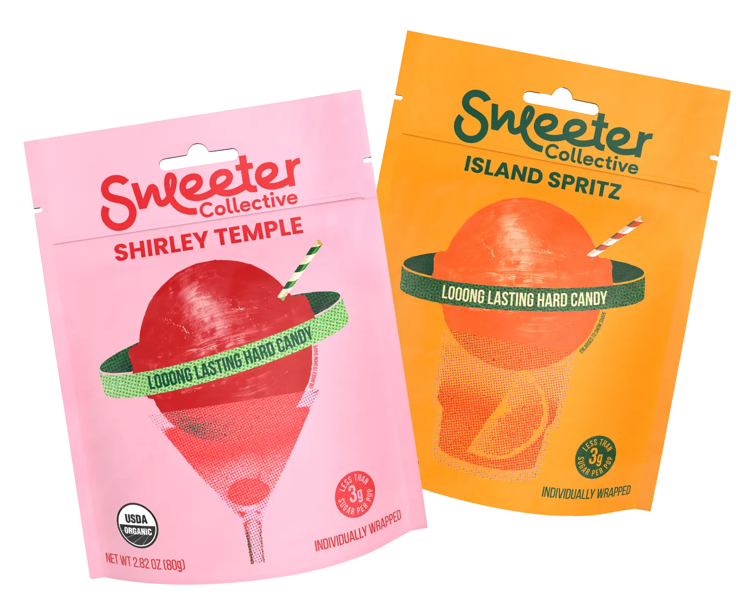 Sweeter Collective -Organic Hard Candy Variety Pack - Sweeter Pops Fruity or Decadent Bundle- 2 bags - 15 Pops per bag