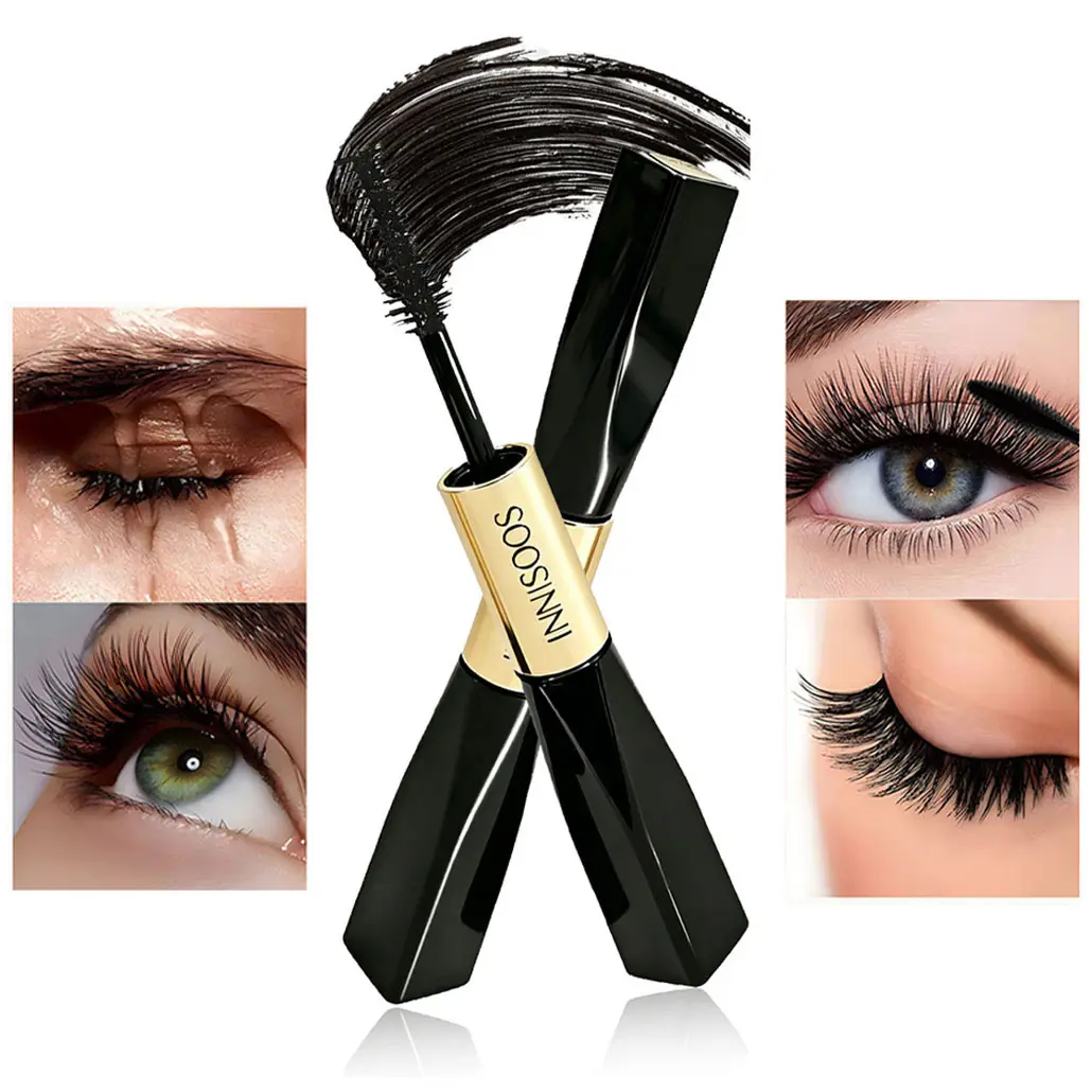 Double-Ended Mascara, Waterproof & Long-Lasting, Volumizing Fiber Technology, Natural Look, Sweat-Resistant, Suitable for All Skin Types, Eyelash Mascara, Enhancing Mascara