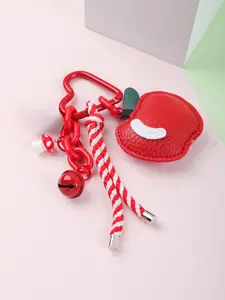 Teacher Apple Keychain, Keychain Wristlet Strap, Keychain For Bags, Cute PU Leather Apple Bag Charm, Heart Carabiner and Tassel, Back to School Teacher Appreciation Gift