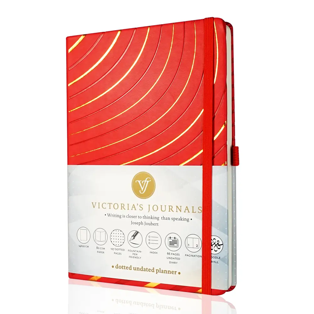 VICTORIA'S JOURNALS Bullet Notebook, Dotted Undated Planner Sofia Hard Cover Vintage Journal Time Management and Goals Organizer, A5 Size 5.5'' x 7.8''