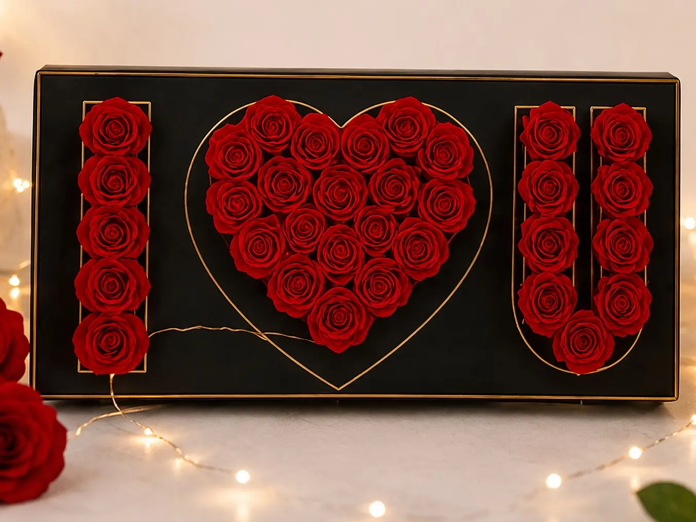 Rose I Love You Light Box – Romantic Decorative Rose Display