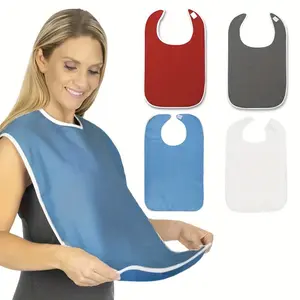 4 Pack Adult Bibs Adjustable Machine Washable with Hook and Loop Closure Reusable Durable for Caregiving Nursing Home Unisex