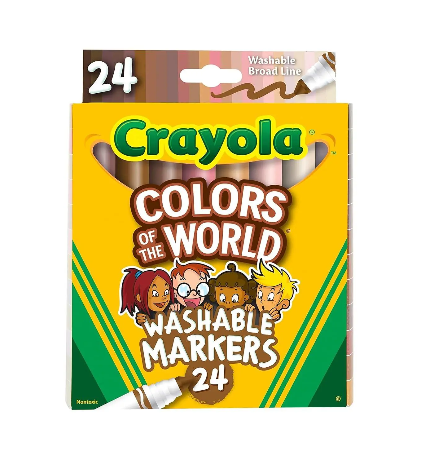 Crayola Colors of The World Markers (24 Count), Cute School Supplies, Teacher Must Haves, Skin Tone Markers for Kids