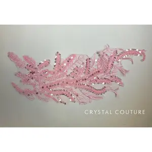 Bright Pink Embroidered Applique with Sequins