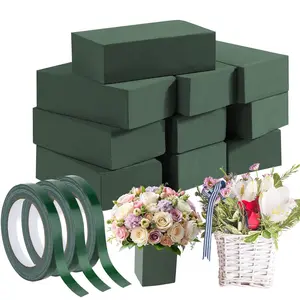 10 pcs small flower green foam block -5.5 "x 3.1" x 1.7 ", with 3 rolls of waterproof flower tape for fresh or artificial flower arrangement, DIY wedding, home decoration and DIY crafts