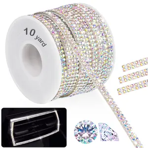 NiArt 10-Yard Self Adhesive Crystal Rhinestone Ribbon,Durable Sparkling Glass Diamond Decoration Ribbon for Car Interior,Tech Gadget,Easy to Apply Strong Adhesion Long-Lasting Brilliance