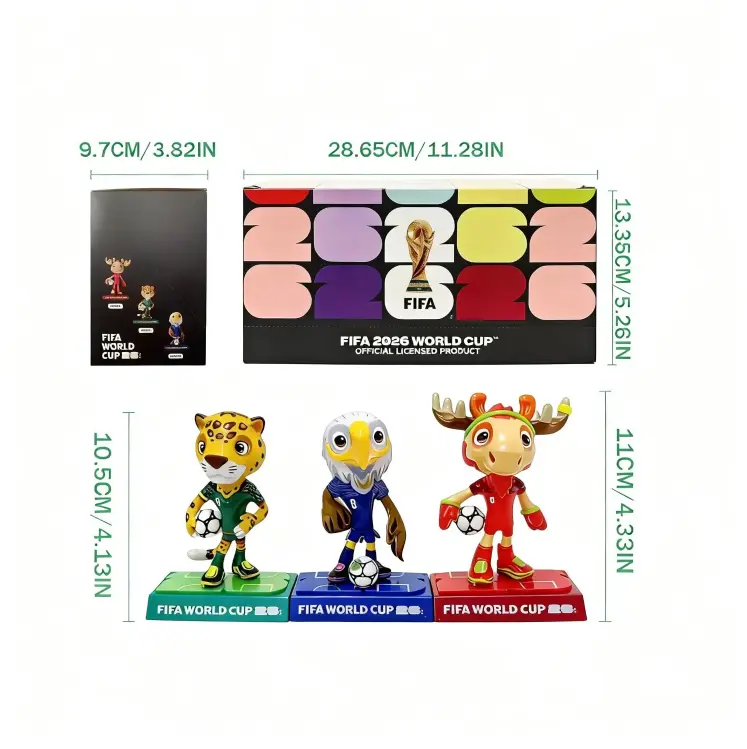 FIFA 2026 World Cup 3-Piece Mascot Set - Clutch Eagle, Zayu Jaguar