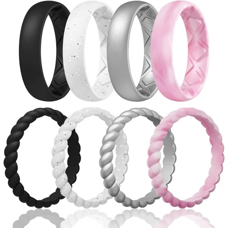 SETB4-Black, White Silver Glitter, Metallic Silver