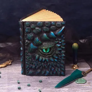 3D Dragon Eye Embossed Diary, 1 Count Handcrafted Travel Notebook, Resin Engraving Notebook, Unique Resin Engraved Gift for Men & Women