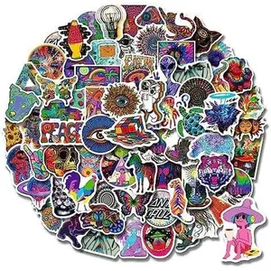 Trippy Stickers 100 PCS Psychedelic Stickers for Adults,Trippy Accessories Stickers,Hippie Sticker Packs for Adults,Laptop Water Bottle Car Cup Computer Guitar Skateboard Luggage Bike