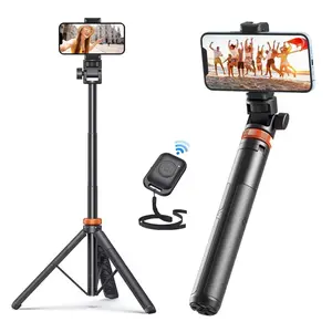 Aluminum Phone Tripod: 62" Extension for iPhone & Android, Selfie Stick with Remote, Enhanced Stability - Mount