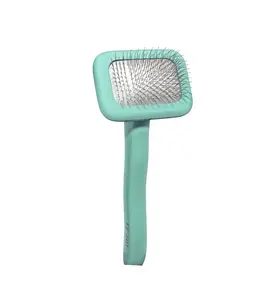 Tauro Pro Line Ergonomic Non-Slip Wooden Rectangular Dog & Cat Brush For All Hair Type Comfortable Brushing And Detangling, teeth 0.43 in, mint