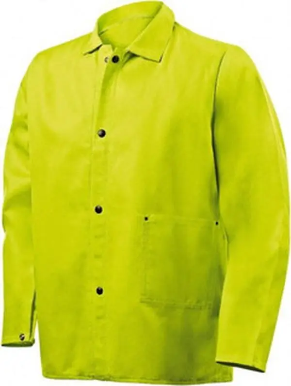 Steiner Work Welding Jacket - Size L, Lime High Visibility, 48-50" Chest, Cotton & Nomex Fabric, Snap Closure, 1 Pocket, Model 1070-L
