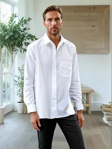 Long Sleeves Shirt - Plain Design, Collared, Pocket, Suitable for Men, Ideal for Casual Wear