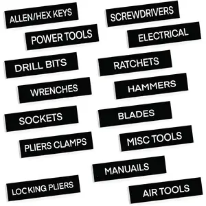 15 count  Toolbox Labels, Organizer Tags For Steel Toolboxes, Tool Carts, Drawers & Cabinets,Tool Organization Accessories