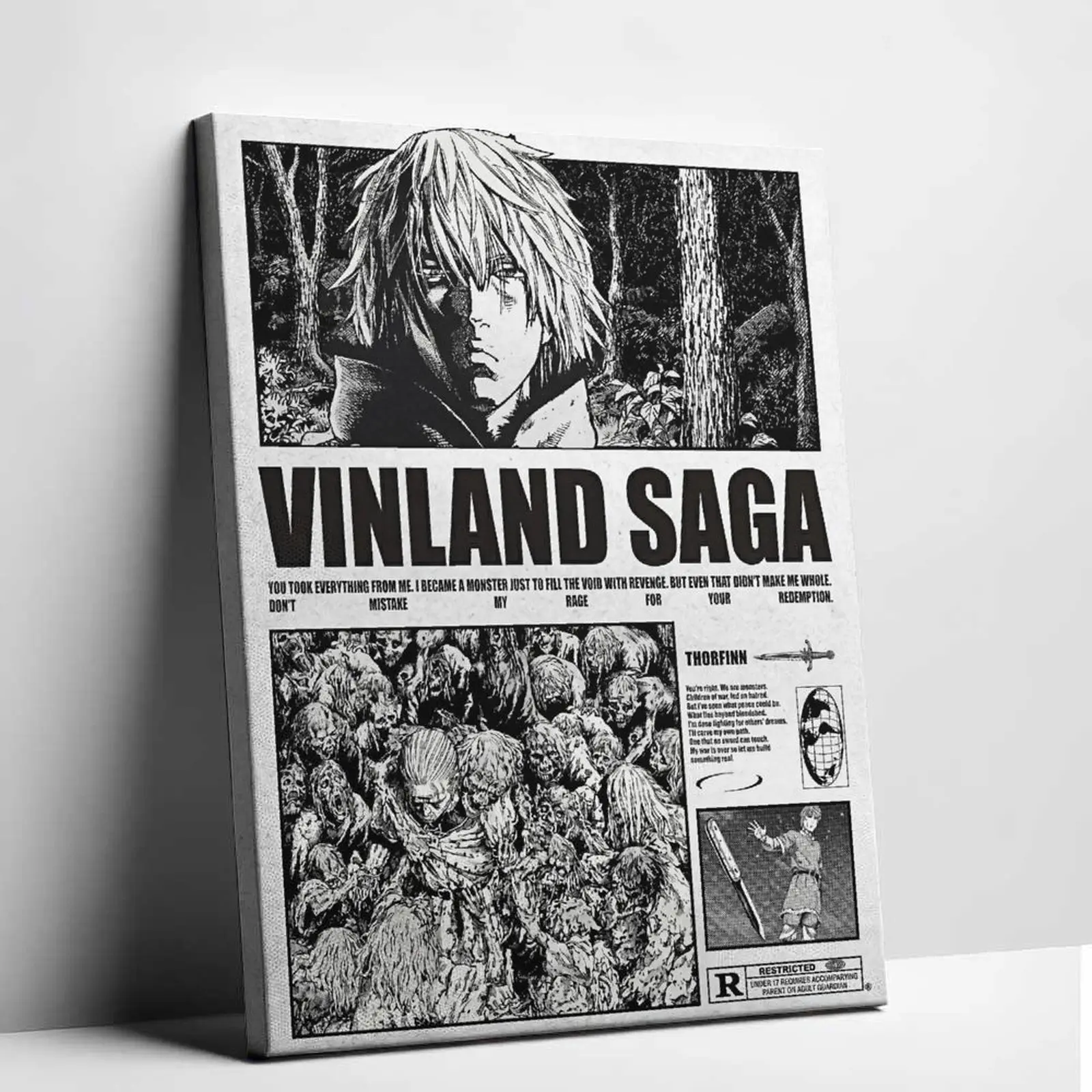 Waterproof Thorfinn Vinland Saga Anime Character Art Poster - Retro Manga Print Design, Artistic Graphic Prints, Home Decor Supplies, Men's Room Accessories, Geek Gifts