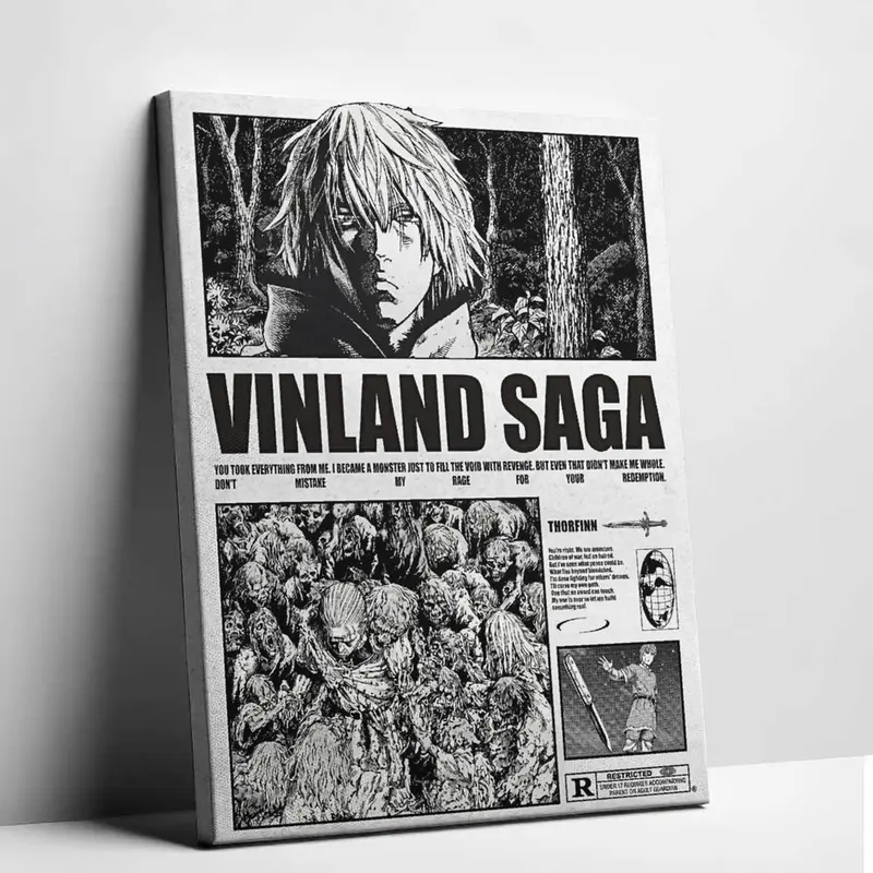 Waterproof Thorfinn Vinland Saga Anime Character Art Poster - Retro Manga Art Print, Artistic Room Decor Accessory, Unique Room Decor, Adults' Gift, Home Decoration for Anime Enthusiasts