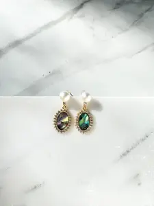 Freshwater Pearl Dangle Earrings with Abalone Shell, Oval Design, 14K Gold Filled | Timeless Jewelry for Everyday Sophistication | Perfect Gift for Women