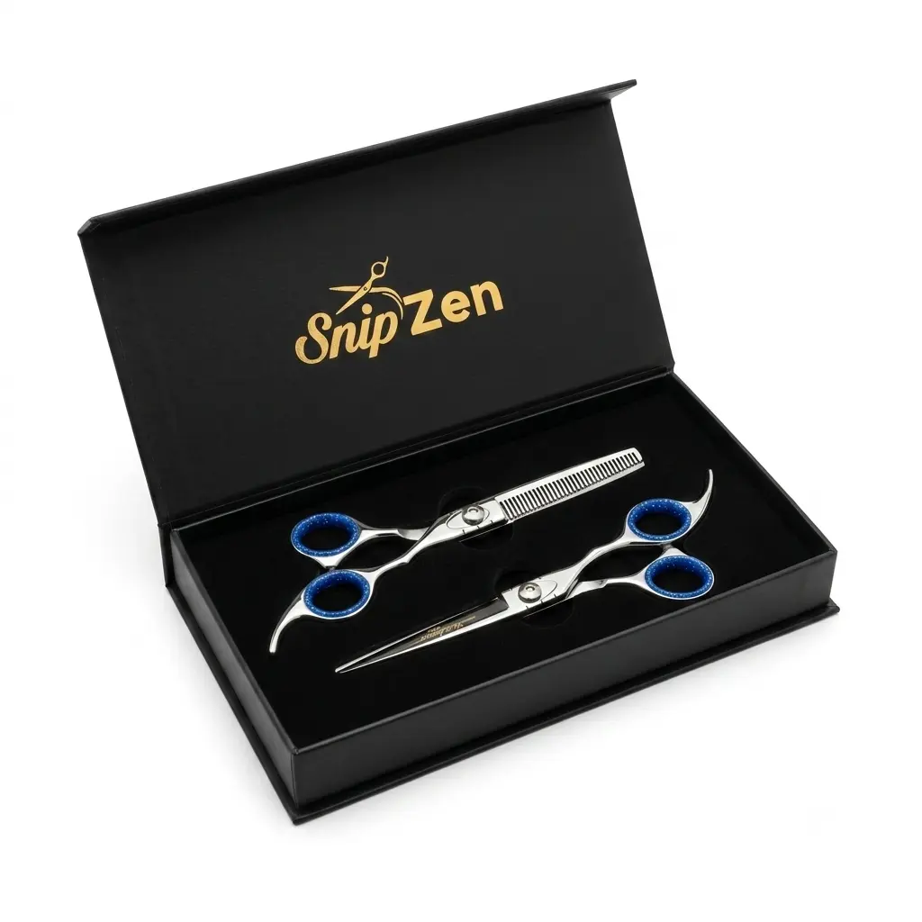 SNIPZEN Hair Cutting Scissors Thinning Shears Kit Professional Hairdressing Texturizing Salon Razor Edge Scissor Barber Kit Plus Haircare Handle Stainless Stainless Steel