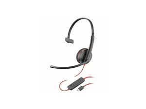 Poly Blackwire 3210 Monaural USB-C Headset TAA (Bulk) - Mono - USB Type C - Wired - 32 Ohm - Over-the-head, On-ear - Monaural - Supra-aural - 5.28 ft Cable - Omni-directional, Noise Cancelling Microph