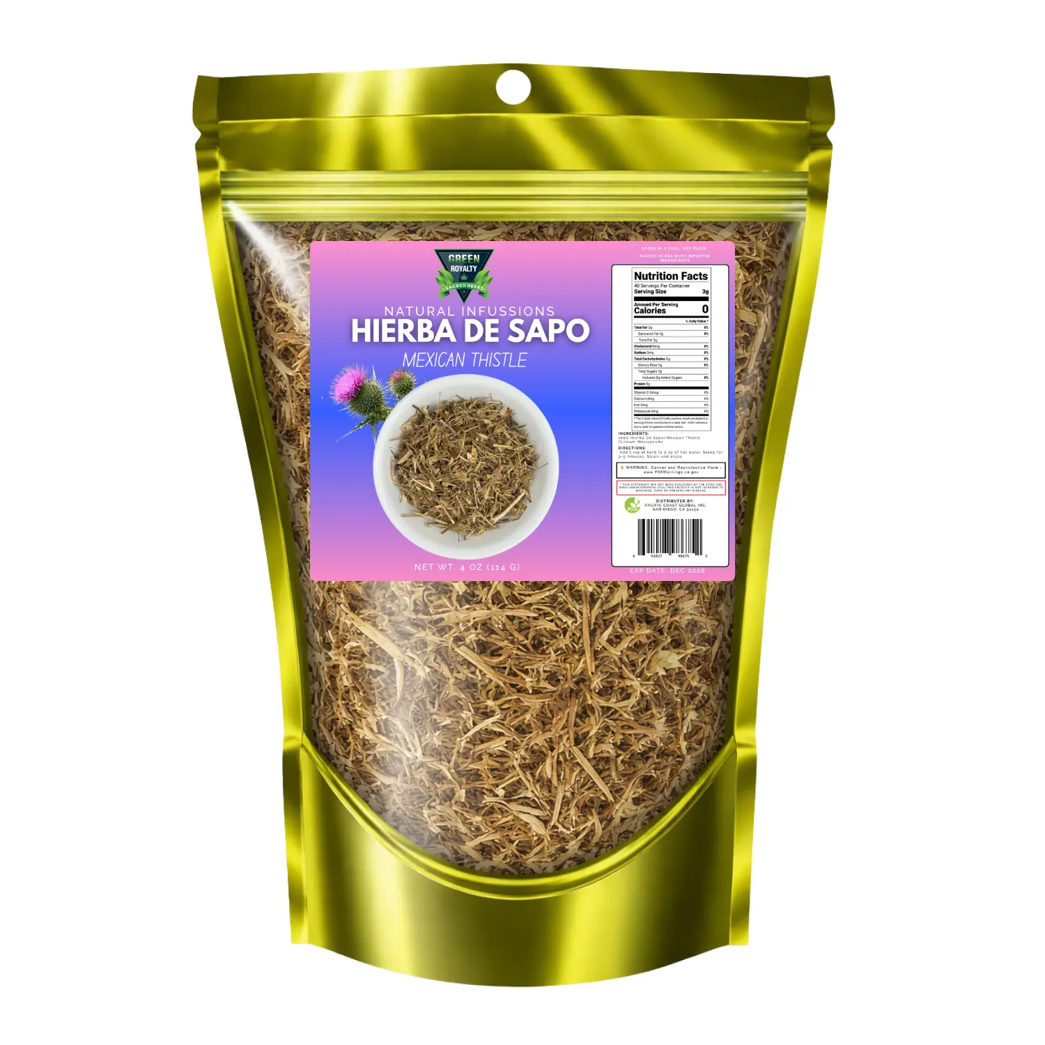 Hierba de Sapo Loose Leaf Wellness Tea - 4oz (114g) Stand-Alone Bag, Traditional Beverage for Adult Immune Support