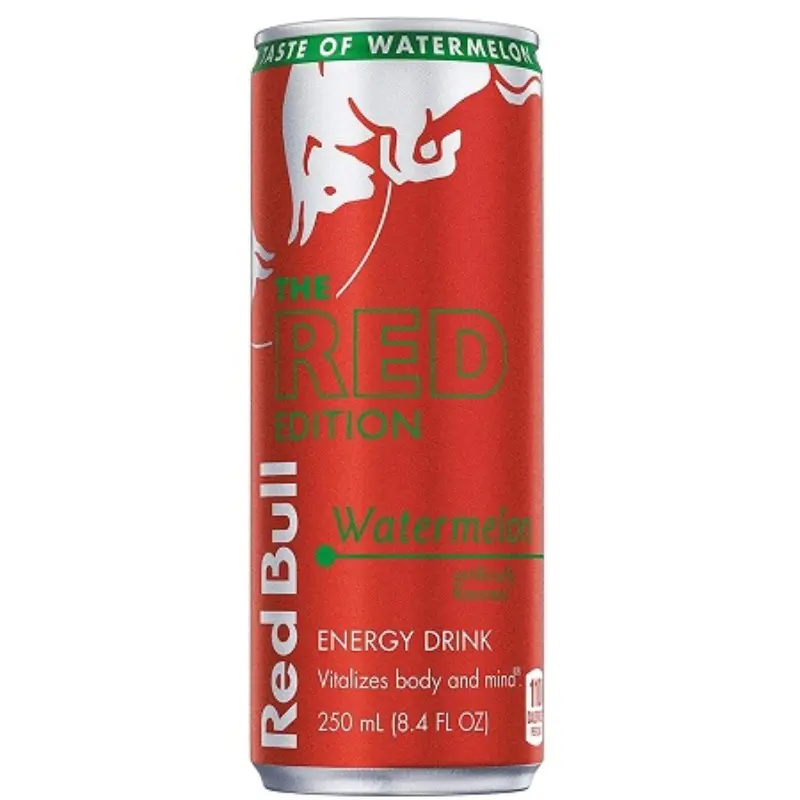 5x Red Bull Watermelon Red Edition - Caffeinated Energy Drink Beverage Wings Sports Performance Active Lifestyle Refreshing Liquid Supplement Caffeine Boost Bundle Lot Bulk Wholesale Multi Pack 5 Pack Stock Up Summer Flavor 8.4oz 5ct