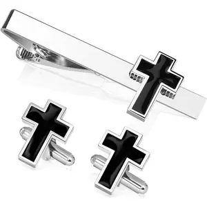Mens Black Silver Cufflinks Jewelry Accessories for Wedding Dress Shirts, Suitable for Men Women Boys Dad Father