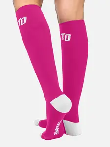 TierOne 20-30 mmhg Compression Socks for Women and Men (Pink & White)