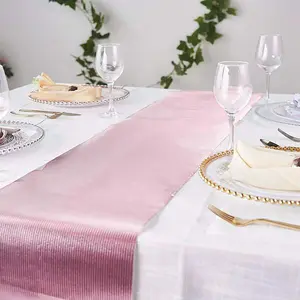 Glitter Paper Table Runner Roll 9ft Rose Gold Ridge Pattern - Stylish Disposable Party Decor