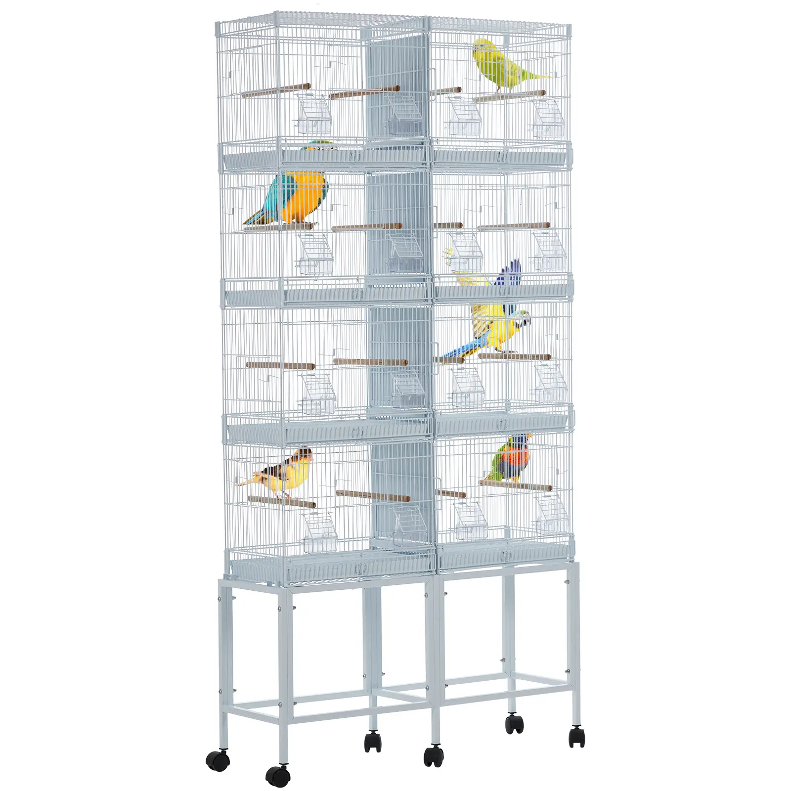 Bird Flight Cage, Carbon Steel Standing Birdcage with Rolling Stand and Storage Shelf, Removable Tray, Out Grate & Play Top Perches – for Cockatiel, Sun Conure, Parakeet