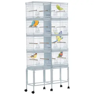 Bird Flight Cage, Carbon Steel Standing Birdcage with Rolling Stand and Storage Shelf, Removable Tray, Out Grate & Play Top Perches – for Cockatiel, Sun Conure, Parakeet