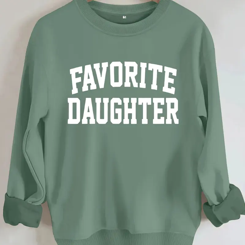 Women's Favorite Letter Pattern Round Neck Sweatshirt, Casual Sweatshirts, Casual Long Sleeve, Fall & Winter, Comfortable Fashion Top, Clothes