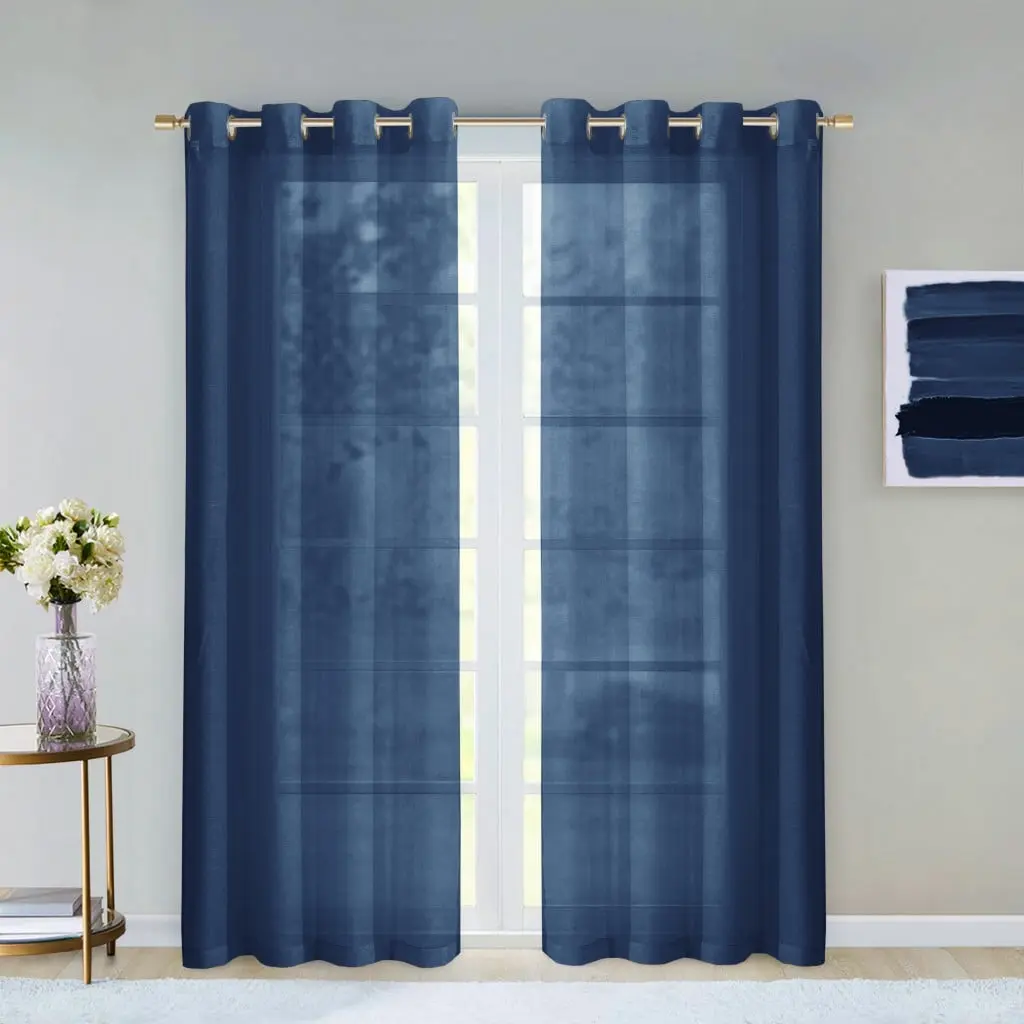HomeRoots 473387 84 in. Blue Solid Modern Window Panels - Set of 2