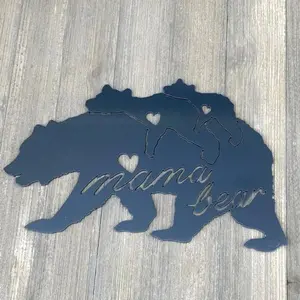 Mama Bear Metal Sign Cutout - Mama Bear Sign - Powder Coated Metal - Bear with Cub Design - Gift for Mom - Mothers Day Gift